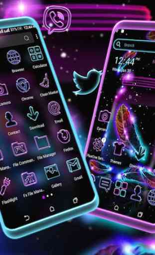 Neon Particle Feather Launcher Theme 1