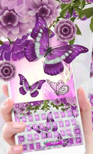 Purple Butterfly Flower Keyboard 1