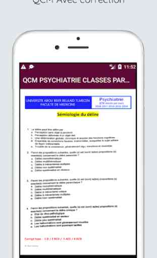 QCM Psychiatrie classés par cours 3