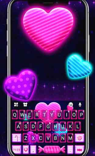 Tema Keyboard Neon Candy Hearts 1