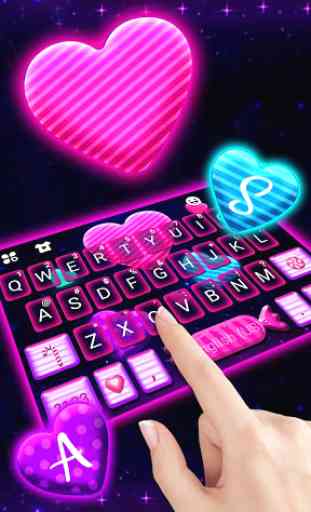 Tema Keyboard Neon Candy Hearts 2