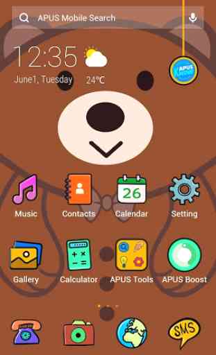 Brown Cute Bear APUS Launcher theme 1
