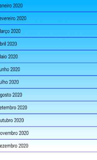 Calendário Português 2020- Feriados. 2