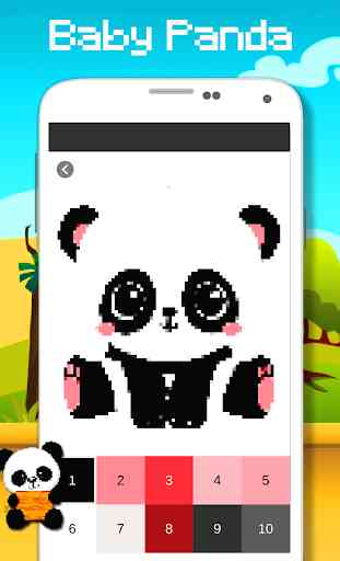 Panda colorindo pelo número - arte do pixel 1