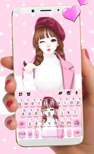 Tema Keyboard Pink Wink Girl 1
