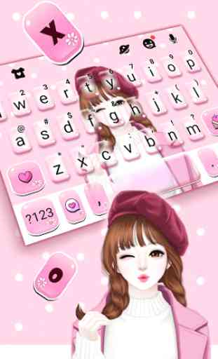 Tema Keyboard Pink Wink Girl 2