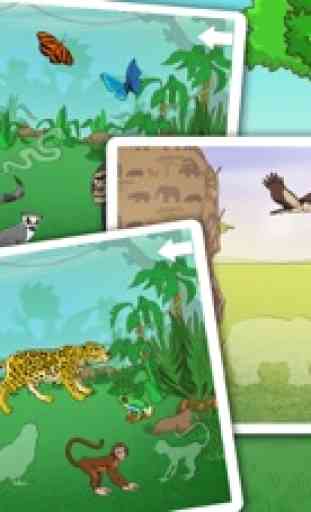 animais selvagens na floresta, da floresta e da savana - puzzles gratuitas para crianças 3