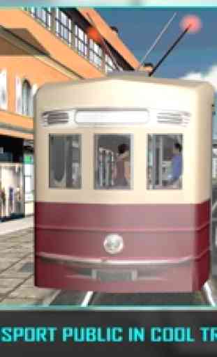 Cidade Tram Dirigir Condutor Sim 3D 3