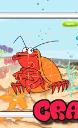 Crab Sea World Animal Jigsaw Puzzle Activity Learning Free Kids Games or 3,4,5,6 and 7 Years Old 1