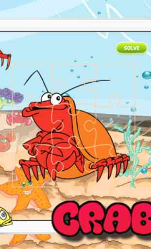 Crab Sea World Animal Jigsaw Puzzle Activity Learning Free Kids Games or 3,4,5,6 and 7 Years Old 3