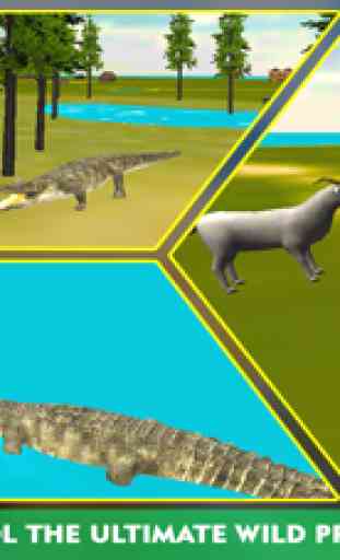 Crocodilo Ataque Simulator 3D - orientar o jacaré selvagem e caçar animais de fazenda 2