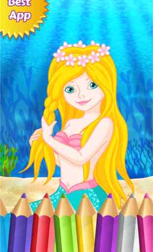 Princesa Sereia Color Book Drawing pintar Jogo coloração para os miúdos 1