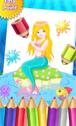 Princesa Sereia Color Book Drawing pintar Jogo coloração para os miúdos 3