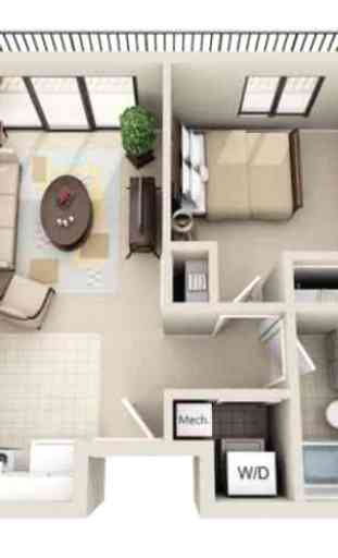3D Pequenas Idéias casa plano 3