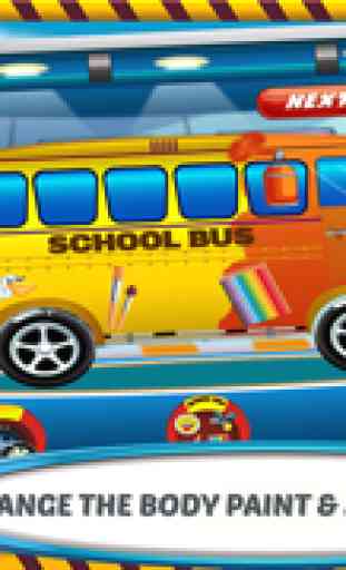 Lavagem de ônibus escolar & garagem – carro pequeno salão de beleza, verão divertidocom veículo Spa oficina para pintura, vinil, cores, sabão, limpe a loja automóvel 4