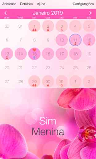 Calendário ciclo menstrual. 1